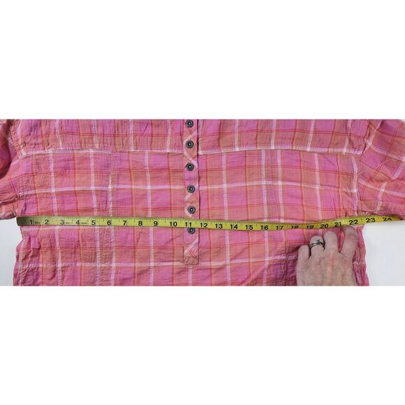 Beach Lunch lounge sz XL guaze crinkle button up long sleeve orange raglan top - Picture 6 of 7